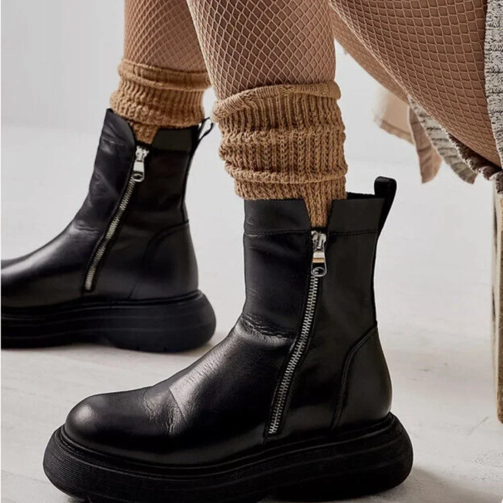 FREE PEOPLE Mara Zip Moto Boots Black size  8.5  NWOB $298 - Picture 2 of 15